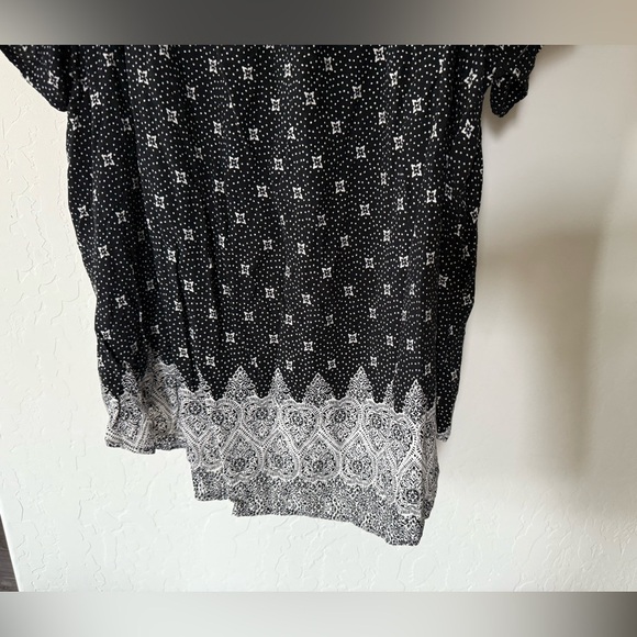 Caffe Marrahesh|Boho black & white floral polka dot short sleeve blouse,flowy••• - Picture 3 of 10